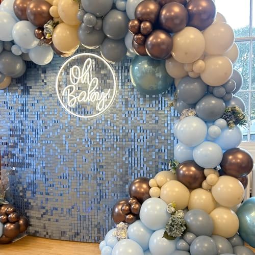 Baby Blue Shimmer Wall Backdrop, 24pcs Sequin Panels - Image 4