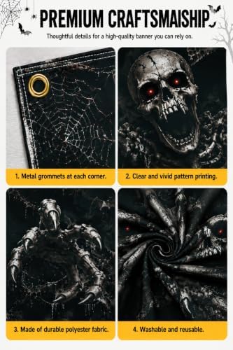 Halloween Door Banner 90 x 200 cm Polyester Hanging Door Cover, Skeleton Theme Front Door Decoration for Porch Entryway Wall Indoor Outdoor Seasonal Home Decor - Image 3