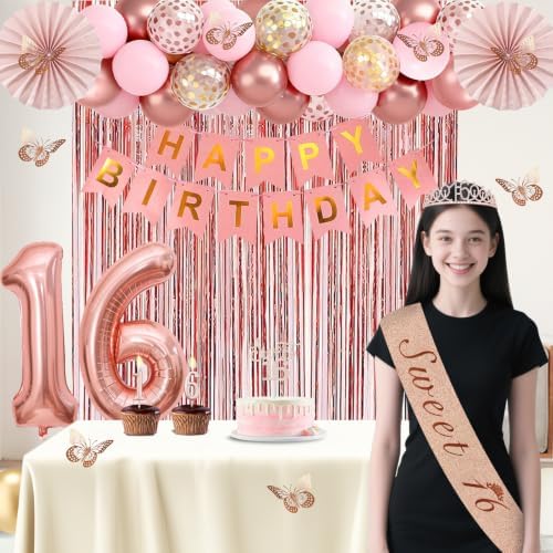 Juesly Sweet 16 Party Decorations for Girls, 50pcs 16 Year Old Birthday Set - Image 2
