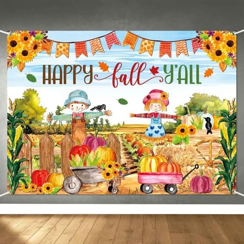 Happy Fall Thanksgiving Backdrop Banner Pumpkin Patch Photography Background for Kids Fall Festival Party Decorations Photo Booth Backdrop Wall Decor Indoor Outdoor 5x3 ft - Image 2