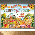 8x6ft Happy Fall Thanksgiving Backdrop Banner Pumpkin Patch Photography Background for Kids Fall Festival Party Decorations Photo Booth Backdrop Wall Decor Indoor Outdoor by LDWLYW