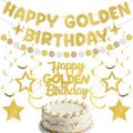 Happy Golden Birthday Party Decorations, Golden Bday Party Kit by YESIYEIK
