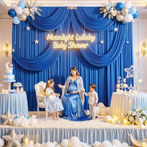 10ft x 8ft Wrinkle Free Royal Blue Backdrop Curtains for Parties, Polyester Photography Backdrop Drapes Back Drop Cloth for Baby Shower Photoshoot Engagement Wedding Birthday Photography Background - Image 2