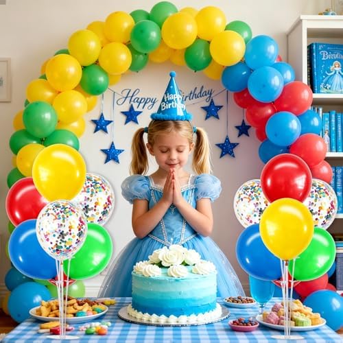 TONIFUL 4 Set Red Yellow Blue Green Balloon Stand Centerpieces for Table - Image 5