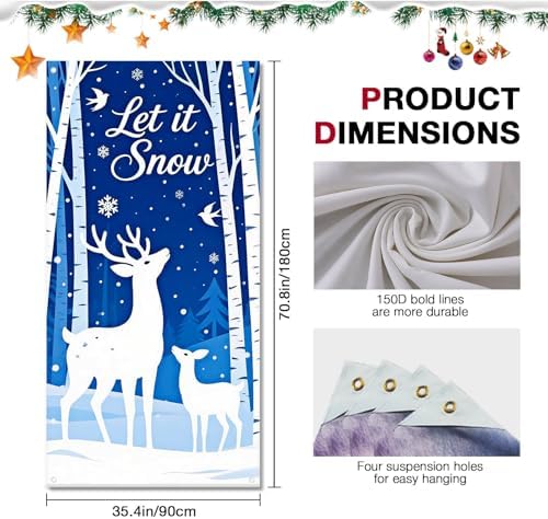 BlissYard Door Cover Christmas Deer Snowflakes 35x71 Inch Polyester - Image 6