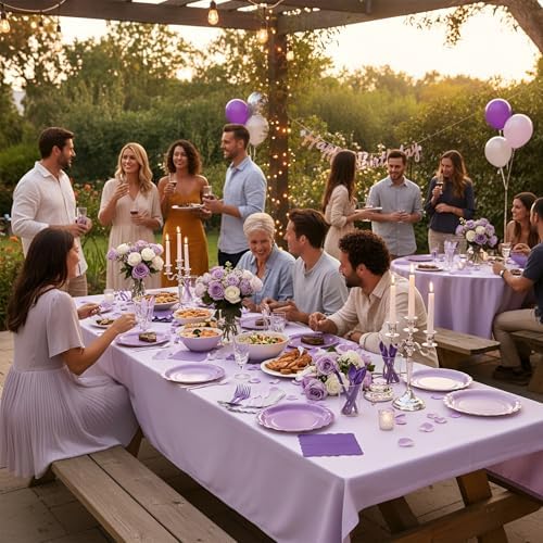 Purple Paper Plates and Napkins,Serves 24 Include Gradient 9 Inch Plates,Napkins,Forks Disposable Party Supplies for Birthday, Wedding, Anniversaries, - Image 6