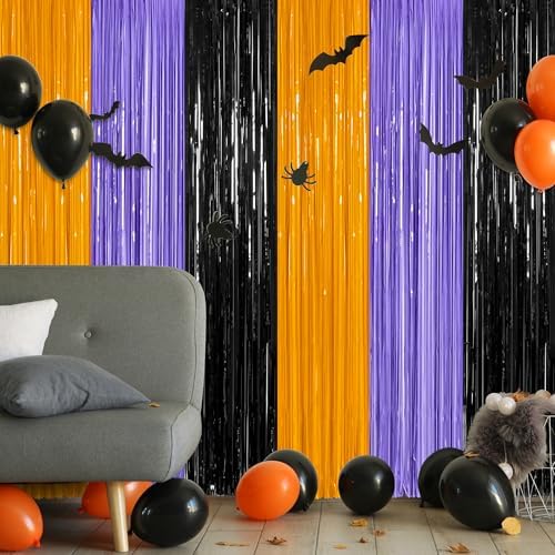 ZATAYE 12 Pack Orange Purple Black Halloween Foil Curtain Decorations - Image 5