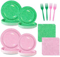 Greencian 96Pcs Pink and Green Witch Party Decoration, Serve 24 by Grencian