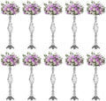 NUPTIO Silver Centerpiece Stand for Table, Twist Style, 22.8" Tall, 10 Pcs by Nuptio