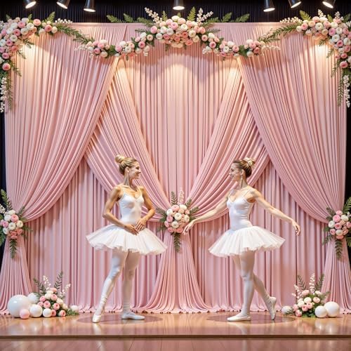24x10FT Dusty Rose Backdrop Curtains for Wedding Parties, Wrinkle Free Polyester Photography Backdrop Drapes for Baby Shower Birthday Parties Stage Background Stand Decorations 4x10ft,6 Panels - Image 6