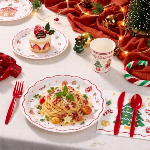 Goodluck 350 Pcs Christmas Paper Plates Napkins Cups Cutlery Party Set - Image 4