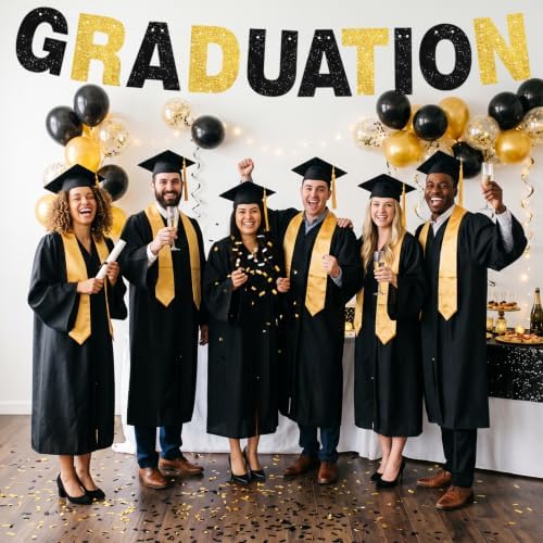 BEISHIDA 116 PCS A-Z DIY Letter Banner Kit Make Your Own Banner Including 111 Letters and Numbers 3 Rope and 2 Threading Device,Customized for Birthday Graduation Wedding Decor Glitter Black Gold - Image 6