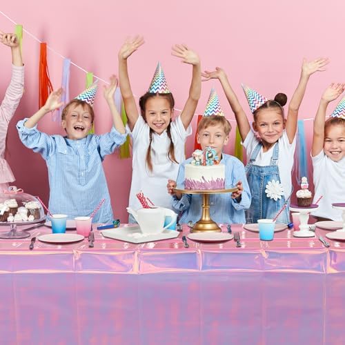 6 Pack Iridescent Plastic Tablecloth, Shiny Disposable Laser Rectangle Table Covers, Holographic Foil Tablecloth Party Decorations for Birthday Bridal Wedding Anniversary Party Supplies, 50 x 100 Inch - Image 7