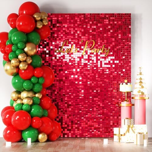 COKAOBE LiteGrid Series Shimmer Wall Backdrop - 24Pcs Red by COKAOBE