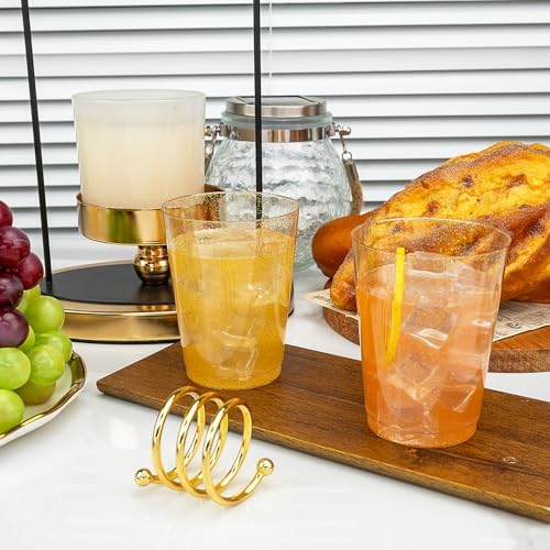 I00000 100 Pcs Gold Plastic Cups, 10 oz Hard Gold Glitter Disposable Cups - Image 2