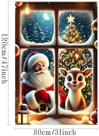 BlissYard Santa Reindeer Snowflake Christmas Banner 47x31 - Image 3