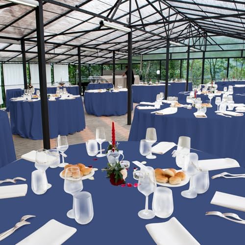 16 Pack Navy Blue Plastic Tablecloth for Round Tables, Premium Decorative Navy Blue Disposable Table Cloths for Parties, Navy Round Party Table Cover for Birthday Wedding Banquet Event, 84 Inch - Image 7