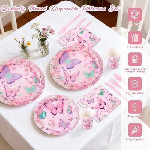 195pcs Butterfly Birthday Party Decoration, Butterfly Themed Party Supplies - Image 3