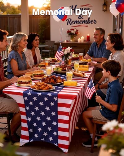 Pureegg Patriotic Decorations Spandex Tablecloth 6ft 2 Pack Patriotic - Image 6