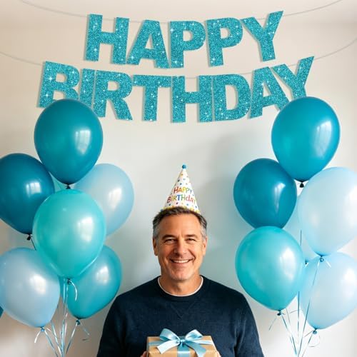 BEISHIDA Pre-Strung Lake Blue Happy Birthday Banner Party Sign Decoration - Image 5