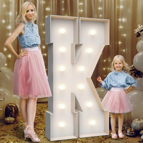 4FT Light Up Marquee Letter K - Large Foam Board Mosaic Kit by Teebloom