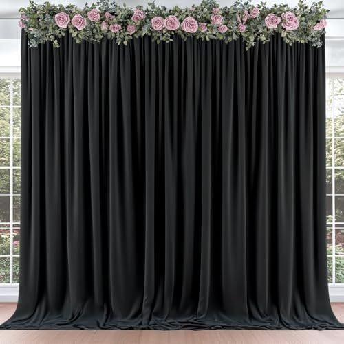 30 ft x 10 ft Thick Black Backdrop Curtain for Parties, 6 Panels Black Polyester Wedding Backdrop Drapes for Birthday Photography Background Party Backdrop Home Decorations - Image 2