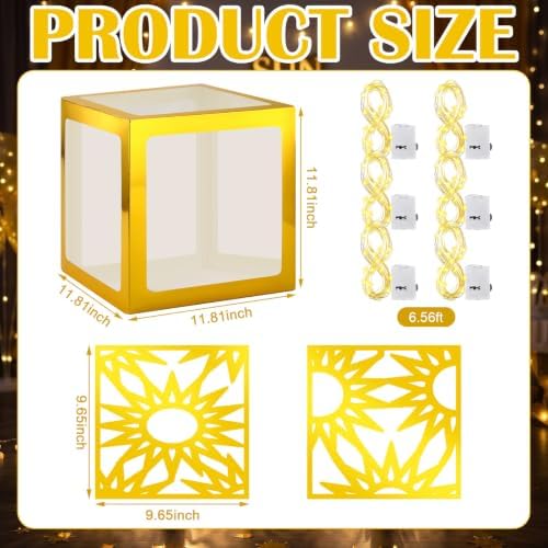 Novabright 6 Sets Princess Sun Party Decoration Boxes with Lights Large 12 Inch Gold Lantern Boxes for Princess Birthday Wedding Decor - Image 2