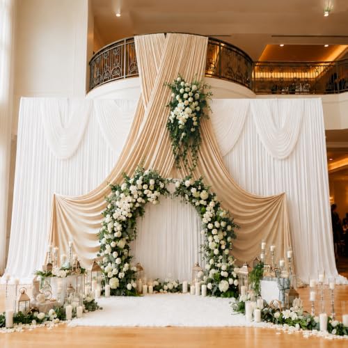 10x16 ft Champagne Backdrop Curtains for Weddings, Birthdays and Photos by PartyVillage