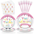 96Pcs Twins Baby Shower Party Decorations for Twins Girls Boys, Serves 24 by Greencian