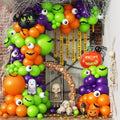 Halloween Balloon Arch Garland Kit, Dark Purple Bright Light Lime Green Orange White Eyeball Balloons with 3D Bat Pumpkin Spider Ghost Foil Balloon for Halloween Spooky Indoor Outdoor Party Decoration by Froova