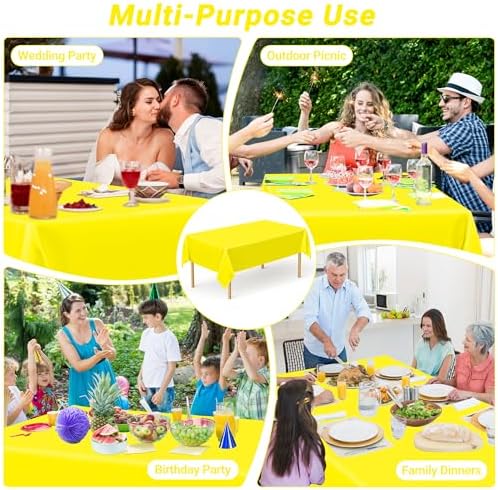 QZYL 4 PCS Rectangle Tablecloth, 54 x 108 Inches Congratulations Decorations of Picnic Table Cover, Robust Yellow Table Cloth for Restaurant Party, Plastic Table Cloth of Leakproof and Waterproof - Image 6