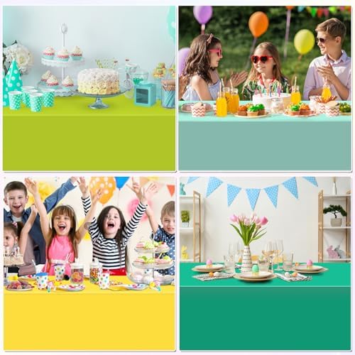 12 Pack Hawaiian Plastic Tablecloth for Rectangle Tables, Pink Green Yellow Tropical Disposable Table Cover, Luau Rectangle Table Cloth for Summer Flamingo Birthday Picnic Party Supplies Decorations - Image 6
