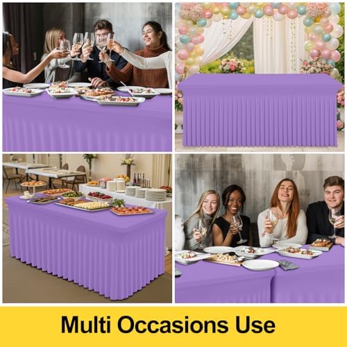 Smiry Spandex Elastic Fitted Table Cloth Skirt for 8FT Rectangle Table - Image 5