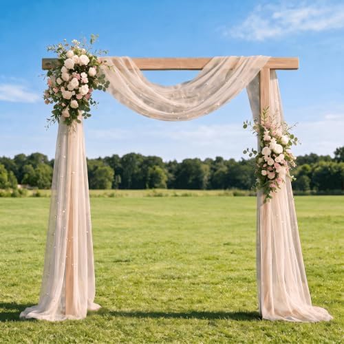 Artoid Mode 6-Pack Pearl Champine Gauze Table Runner 10FT Home Decor - Image 4