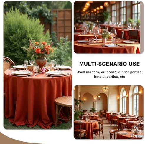 Fitable 6 Pack Rust Tablecloths 120 Inch Round for 48"-96" Tables - Image 5