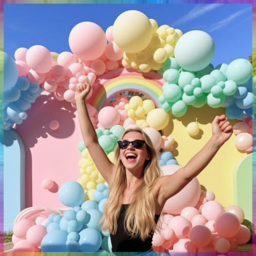 PartyWoo Pastel Light Baby Pale Balloon Arch Kit 140pcs Different Sizes - Image 6