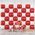NISOCY 48PCS Red and White Square Foil Balloons Wall Backdrop by NISOCY