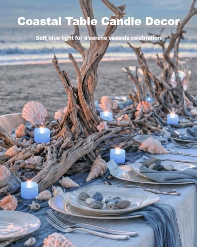 Homemory 50-Pack Light Blue Flameless Battery Tea Light Candles, 200+ Hours - Image 4
