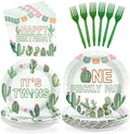 96Pcs Mexican Cactus Twins 1st Birthday Decorations Serves 24 by Greencian