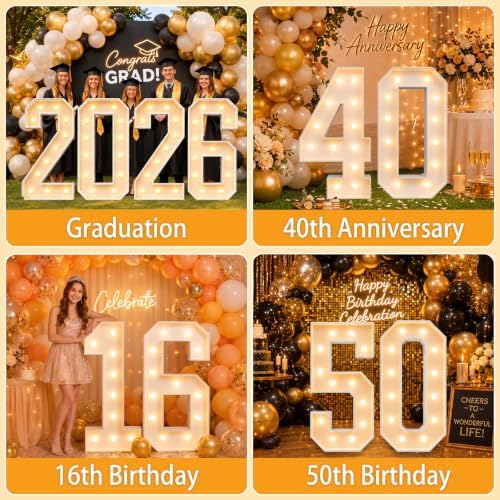 Large 4FT Marquee Light Up Numbers 40 for Party Decorations - Image 7