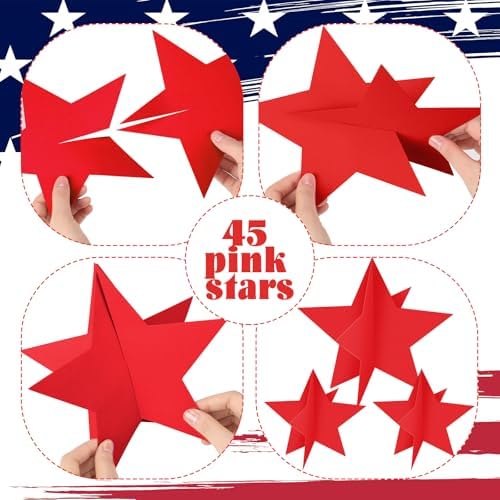 Sinload 45 Piece 3D Glitter Star Centerpieces Red White Blue Party Decor - Image 4