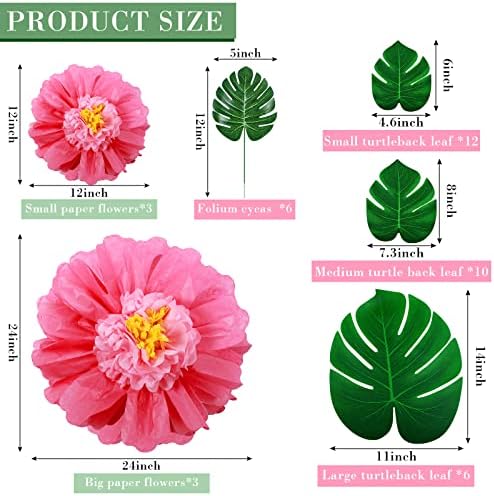 Canlierr 40 Pack Tropical Party Decorations Tissue Paper Hibiscus Palms Set - Image 2