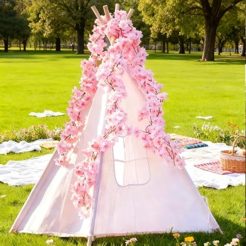 YRIOWMI 10PCS 59FT Artificial Silk Cherry Blossom Garland, Hanging Sakura Flower Vines for Wedding Party Home Arch Office Sakura Decor (Pink) - Image 5