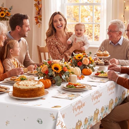 3 Pack Little Pumpkin Tablecloths, Fall Baby Shower Party Decoration - Image 5
