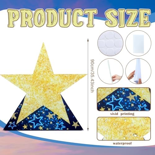 Leinuosen 35.4" Star Starry Night Movie Night Party Decorations Twinkle Little Star Cardboard Cutout Stand-up Movie Prom Award Homecoming Wedding Birthday Party Photo Prop Backdrop Decor - Image 2