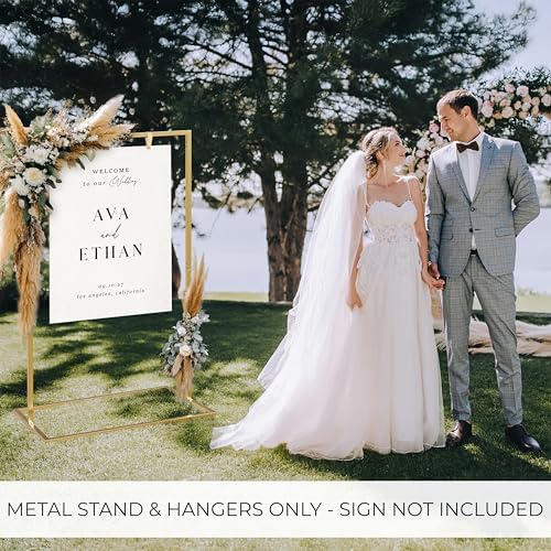 KIBAGA Elegant Wedding Welcome Sign Stand - Sturdy Brass Metal Easel Holder - Image 4