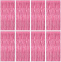 8 Pack Pink Backdrop, 3.28 FT x 7.05 FT Pink Birthday Decorations, Metallic Pink Backdrop for Photoshoot Foil Curtains Party Streamer, Valentines Day Decorations Birthday Photo Booth Props by ZATAYE
