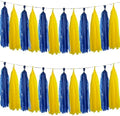 Navy Blue and Yellow Tissue Paper Tassels Party Tassel Garland Banner for Blue Yellow Party Decorations, DIY Kits,20PCS by We+Moment