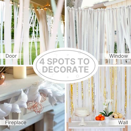 PartyWoo White Crepe Paper 10pcs 820 FT Pearl White Streamers - Image 5