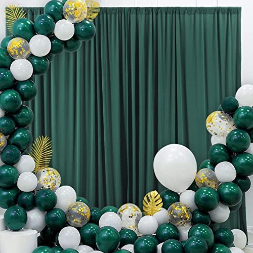 AK TRADING CO. 10 feet x 10 feet Black Polyester Backdrop Drapes Curtains Panels with Rod Pockets - Wedding Ceremony Party Home Window Decorations Hunter Green - Image 3